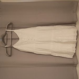 White Eyelet Lace Button Front Mini Dress